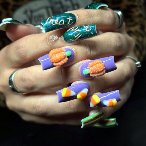 Colorful 3D nail art by Mya